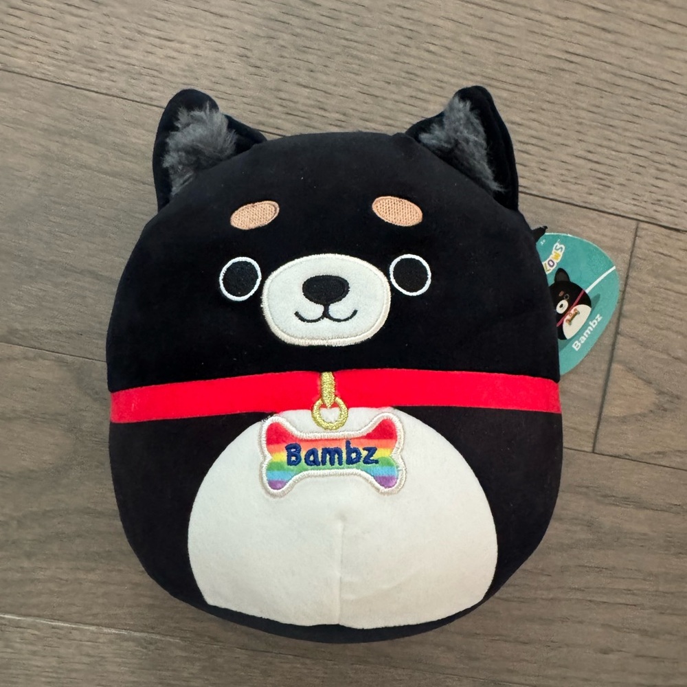 NWT Squishmallow Bambz Black and White Dog Plush